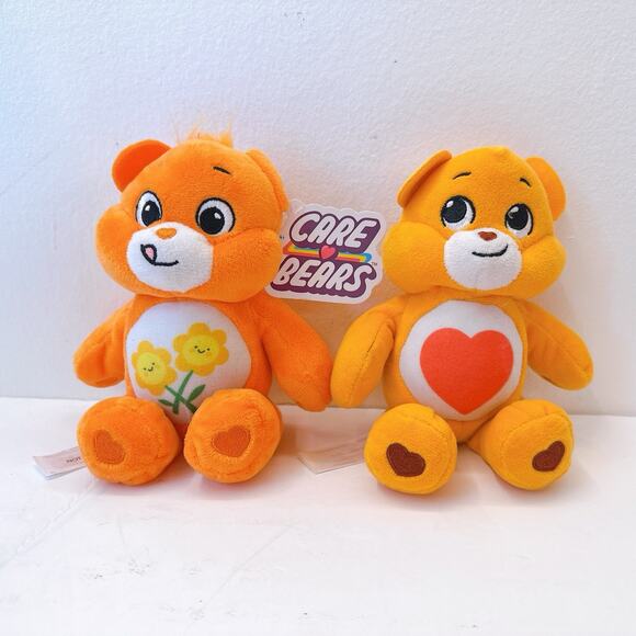 Care Bears Plush 8" Lot of 2 Tender Heart, Fun Yellow Flower Collectible Plush - Picture 2 of 12